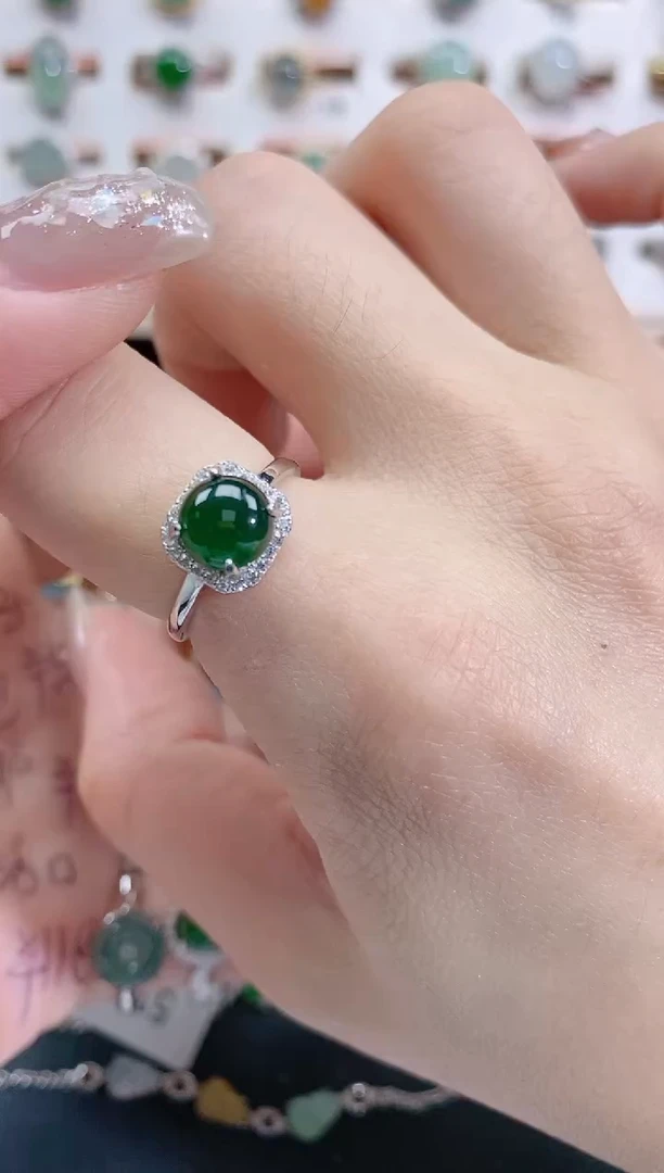 银S925镶嵌戒指翡翠天然翡翠