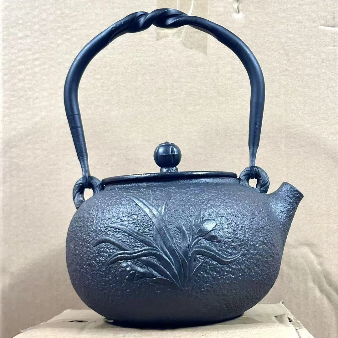 兰花 立体图案工艺铸铁烧水壶茶壶