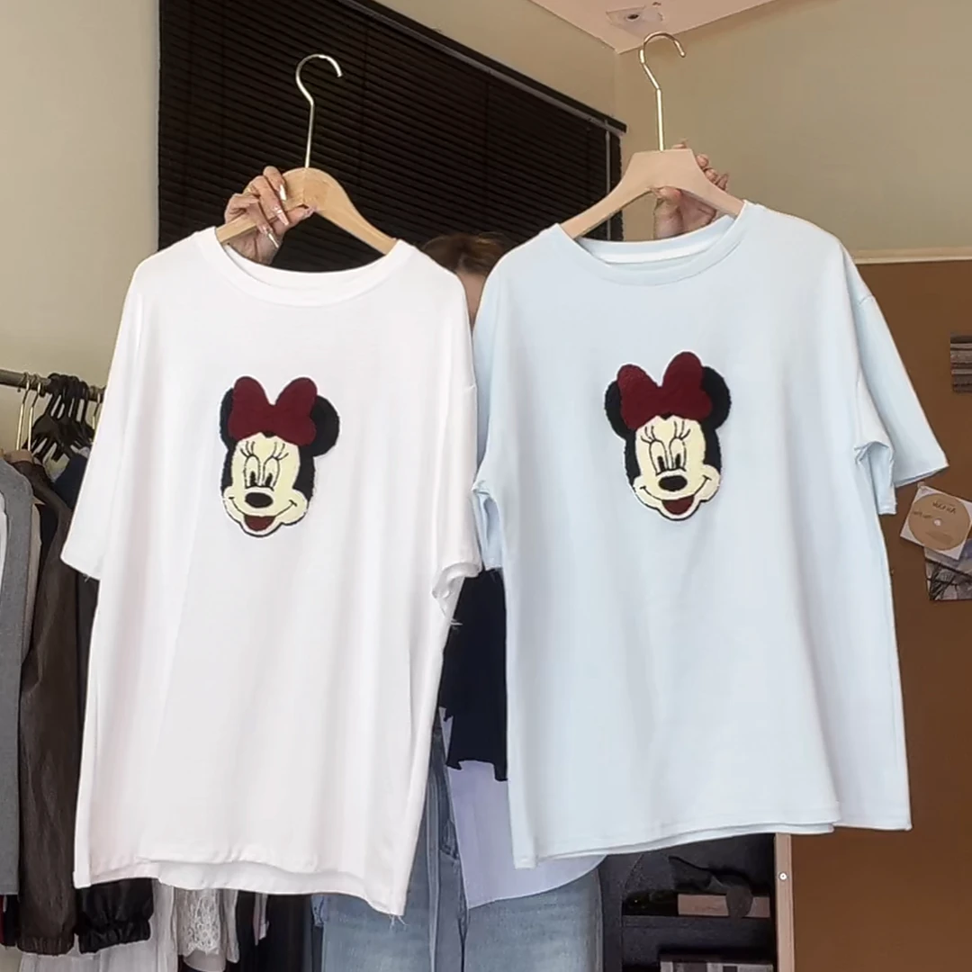 @976 2025新款毛巾绣图案夏款T恤短袖