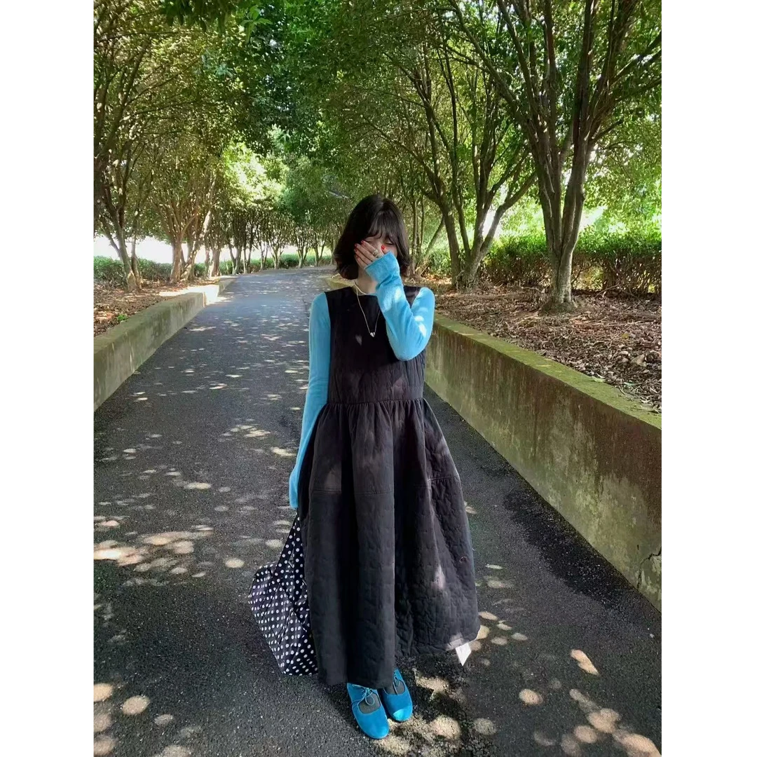 公主风无袖圆领长裙常规INS风连衣裙中长裙时尚套装-68