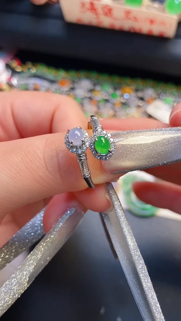 银S925镶嵌戒指翡翠天然