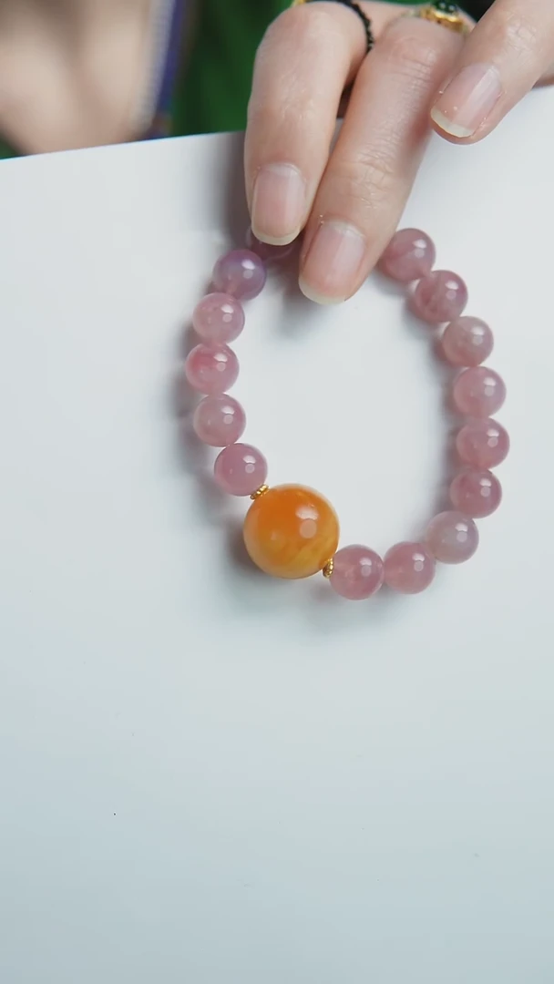 【闪购商品】芙蓉石手链银S925镶嵌马粉手串多样性发其一