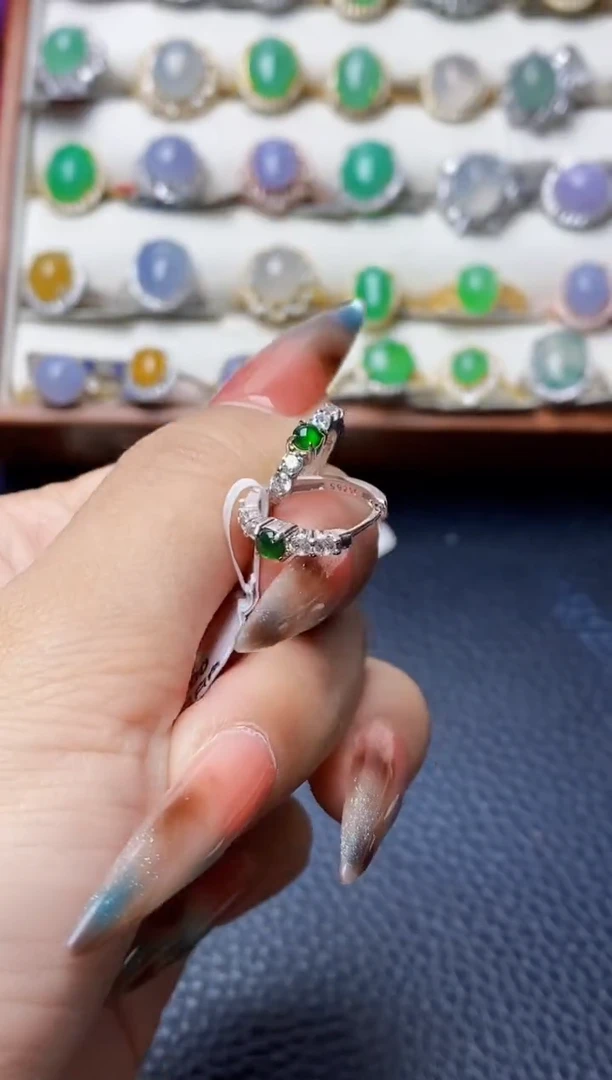 银S925镶嵌戒指翡翠2155