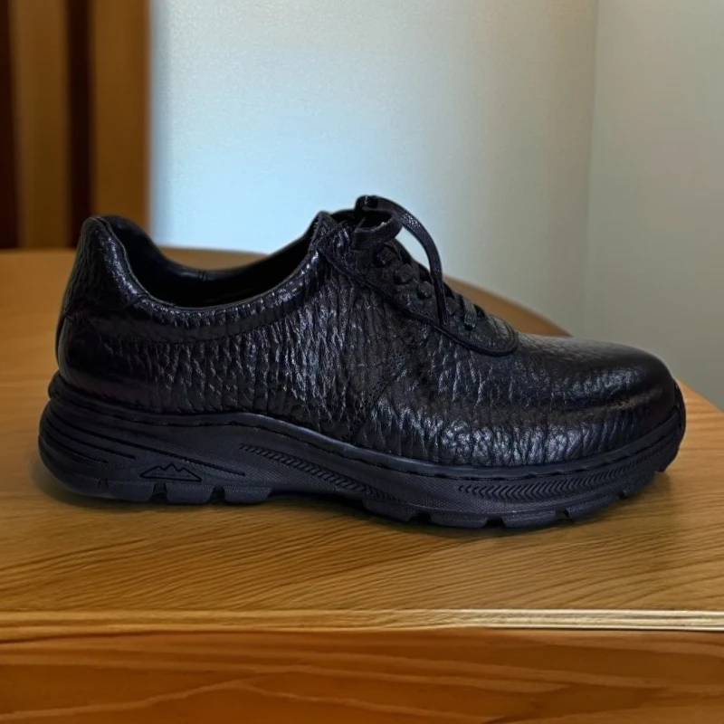 德比鞋休闲鞋机能风固特异皮鞋透气厚底休闲皮鞋男士黑色时尚夏季