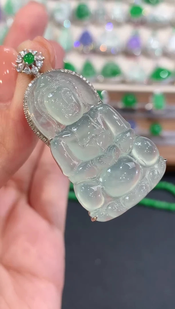 吊坠(不含链)18K金镶嵌翡翠a151