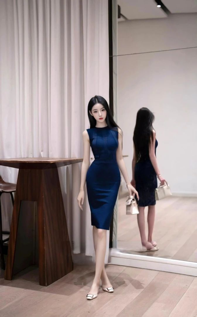 夏季新款高级紧身腰臀比显身材绷带针织连衣裙名媛气质开叉包臀裙