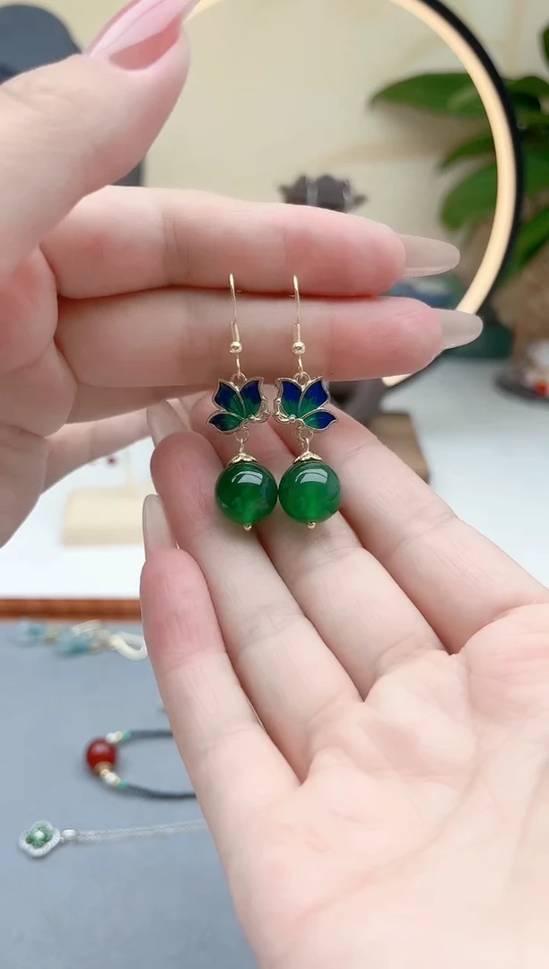 玛瑙/玉髓耳饰银S925镶嵌635