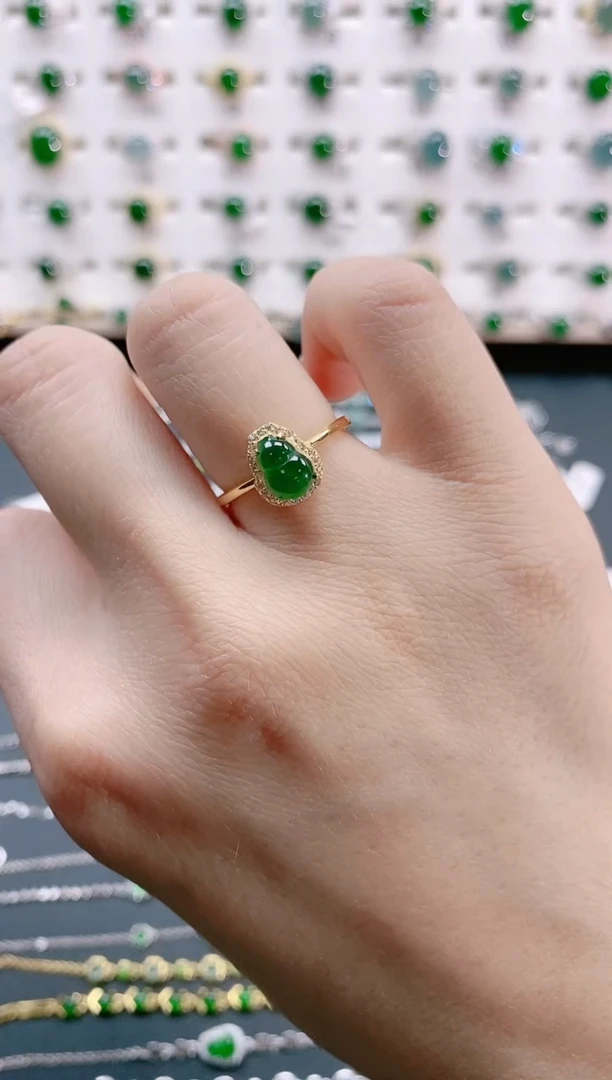 【闪购商品】翡翠戒指银S925镶嵌天然翡翠