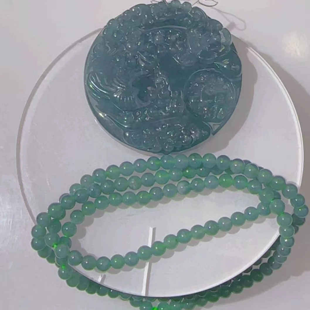 翡翠A货精品吊坠带珠链GS-40049