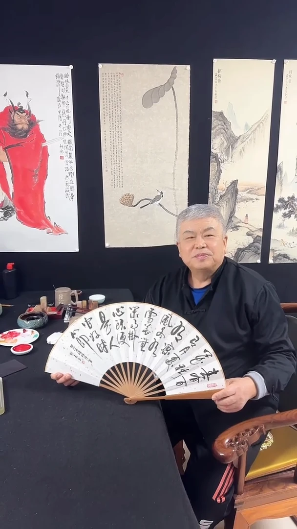 【闪购商品】国画李老师书法折扇春有百花