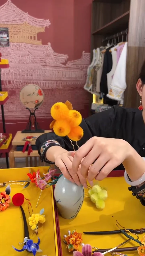 【闪购商品】刺绣非遗绒花（发饰）