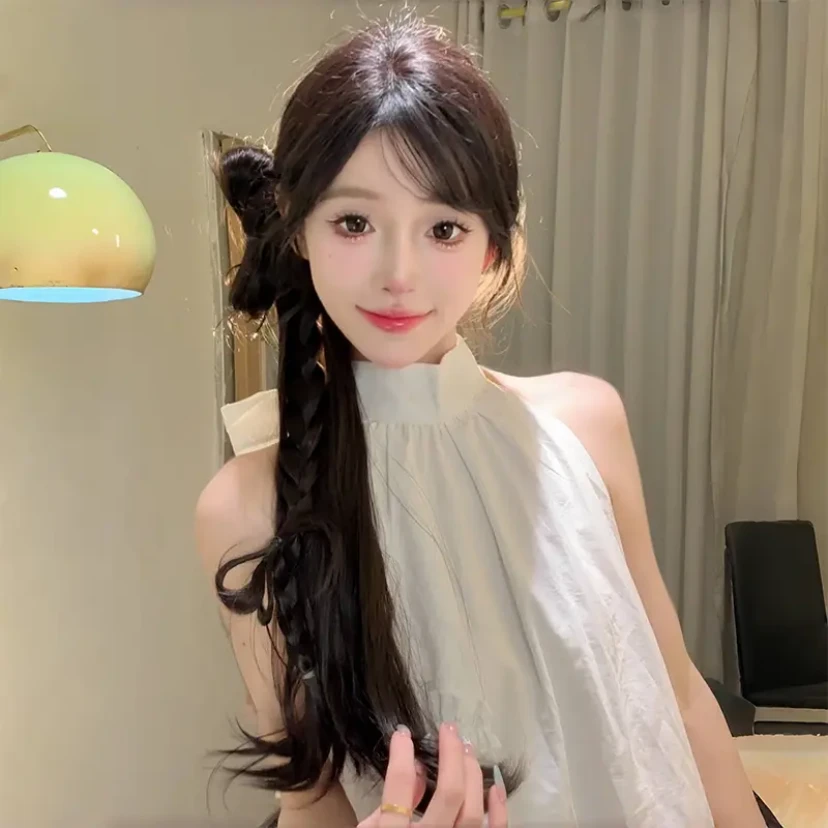 假发女款新中式抓夹假发马尾侧扎汉服旗袍马尾辫子
