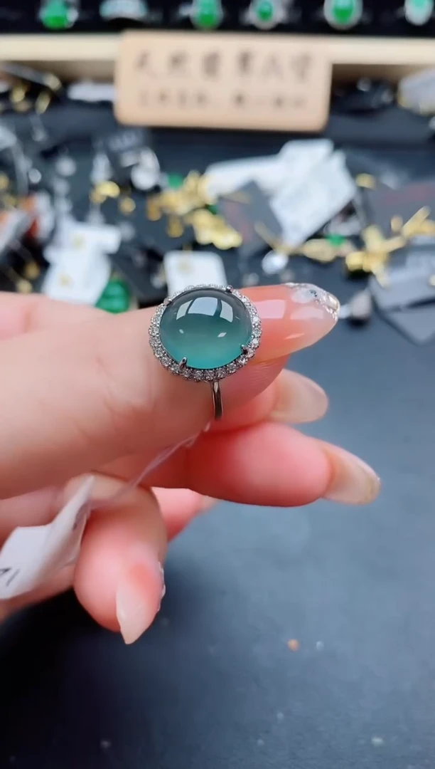 银S925镶嵌戒指翡翠1