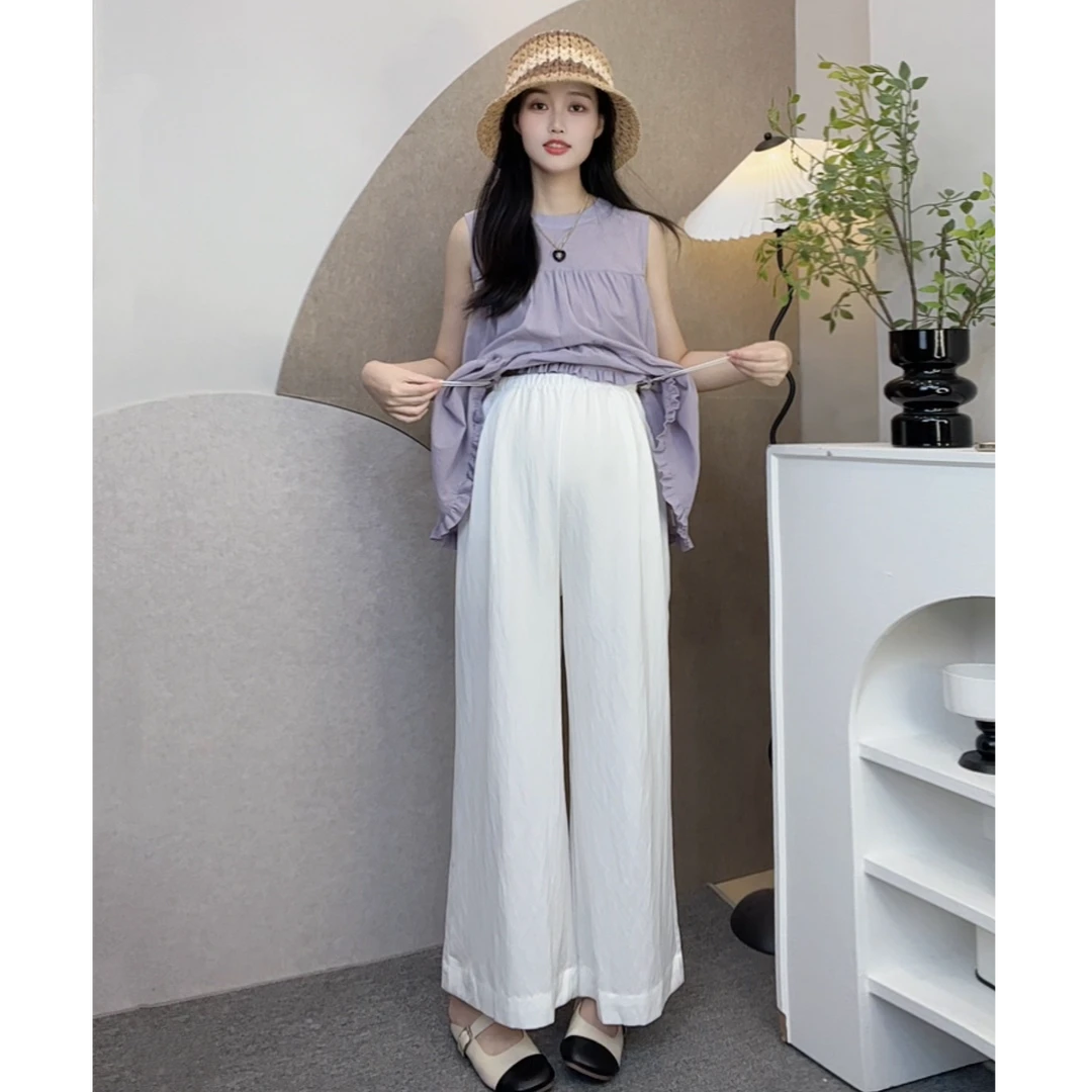 孕妇夏季宽松显瘦休闲裤时尚气质百搭薄款垂感阔腿裤