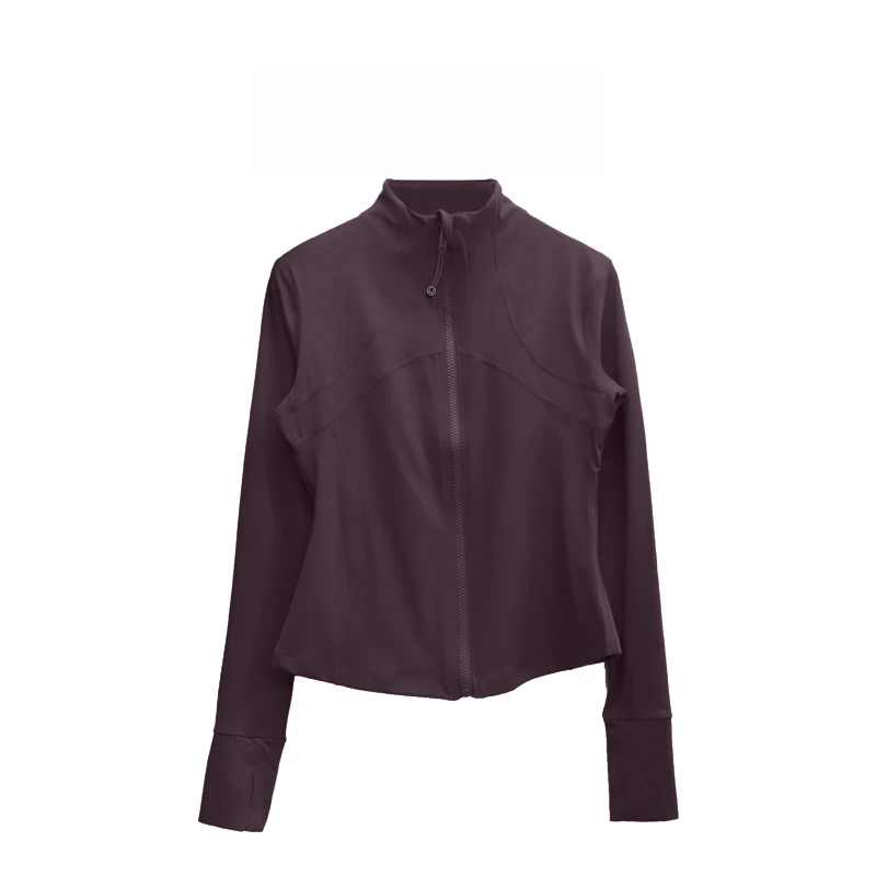 裸感立领运动外套女收腰显瘦百搭健身服弹力紧身长袖瑜伽服上衣