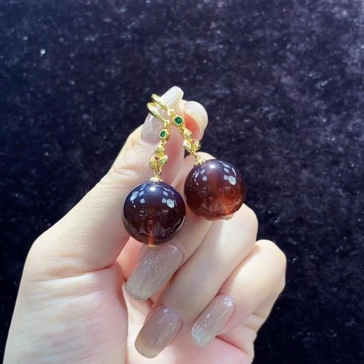 【李哥推荐】紫罗兰琥珀耳坠一对16m左右@XL50404033@