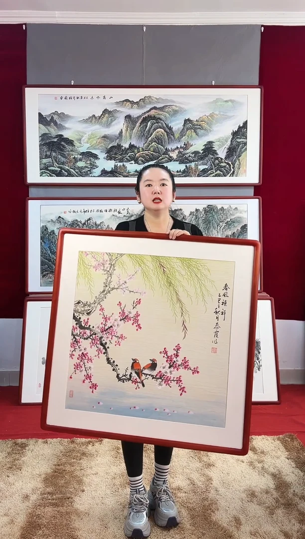国画手绘春景83*83尺寸