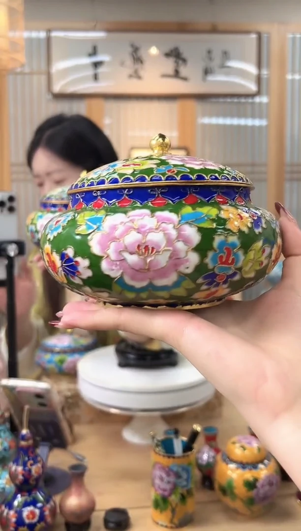 【闪购商品】景泰蓝花丝喜子罐6寸XZG002绿