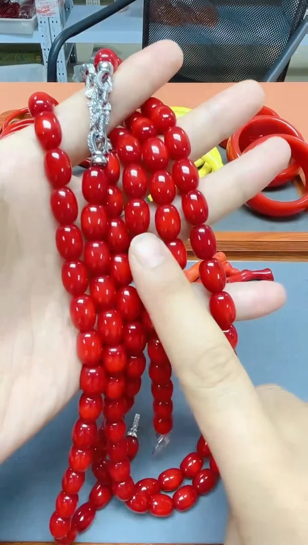 002号精品红色桶珠项链