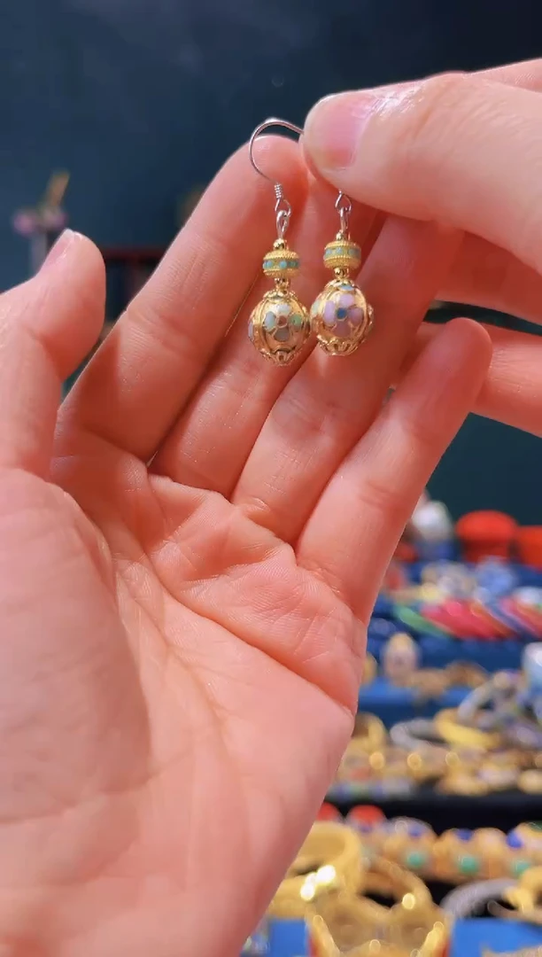 【闪购商品】非遗技艺景泰蓝金地耳环
