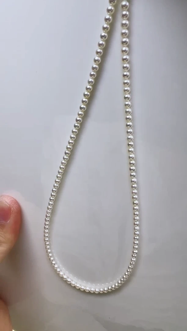 项链未镶嵌淡水珍珠极光白正圆3mm