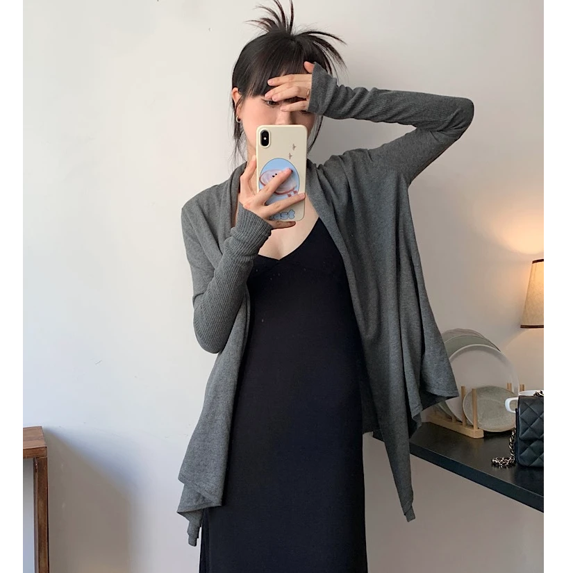 薄款冰丝针织防晒开衫外套女春夏长款吊带裙子外搭长袖高级感上衣