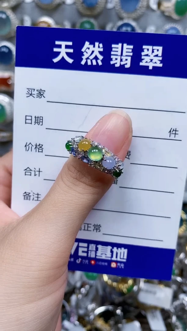 翡翠戒指银S925镶嵌575