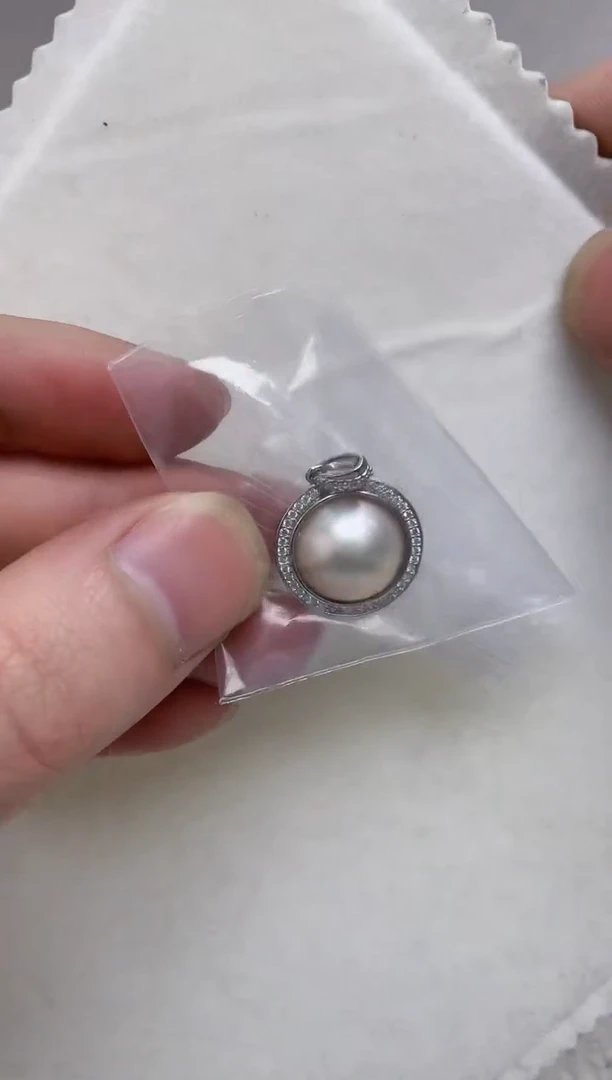 银S925镶嵌颈饰拼合珍珠（马贝珠）