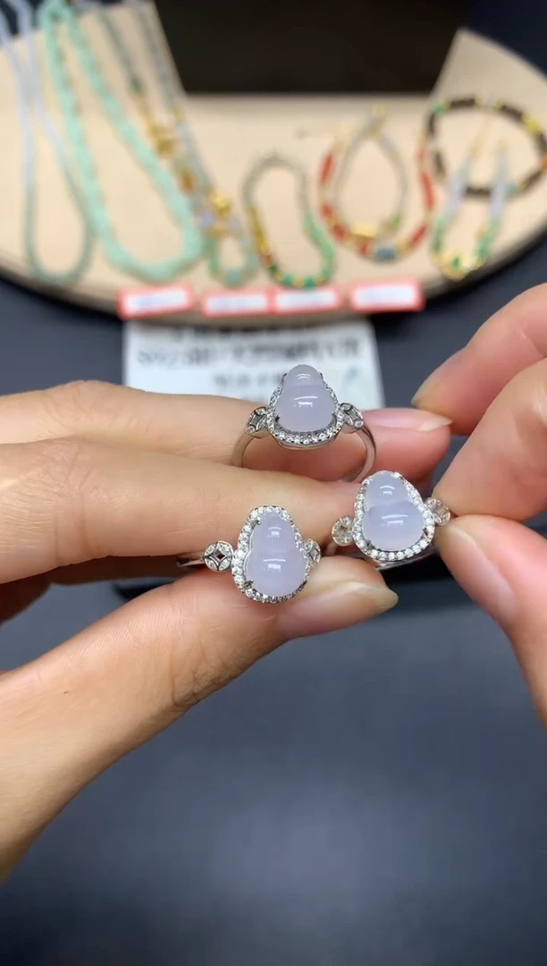 翡翠戒指银S925镶嵌葫芦【多样性发其一】
