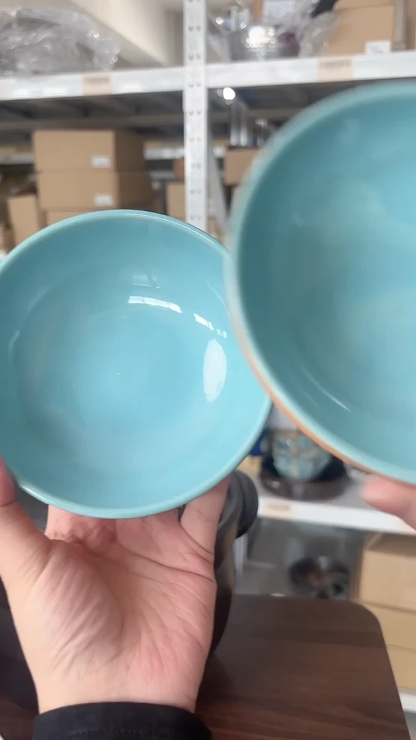 陶信乐烧 蓝釉小钵 一对