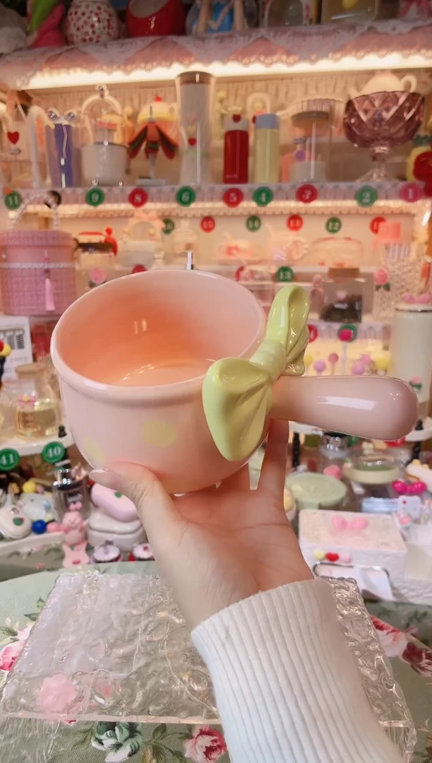 【闪购商品】摆件蝴蝶结手柄碗粉色品质好，发货快，放心拍