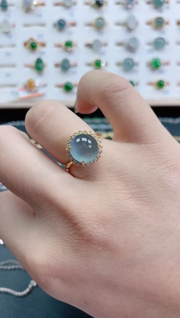 银S925镶嵌戒指翡翠天然翡翠