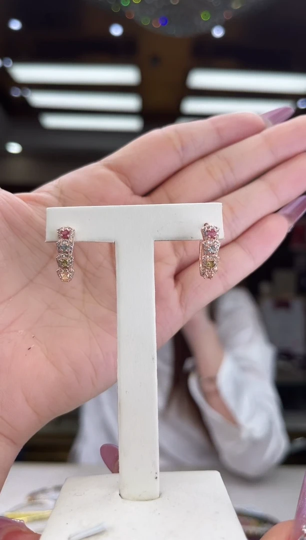 【闪购商品】碧玺/银S925镶嵌碧玺耳环4多样性发货