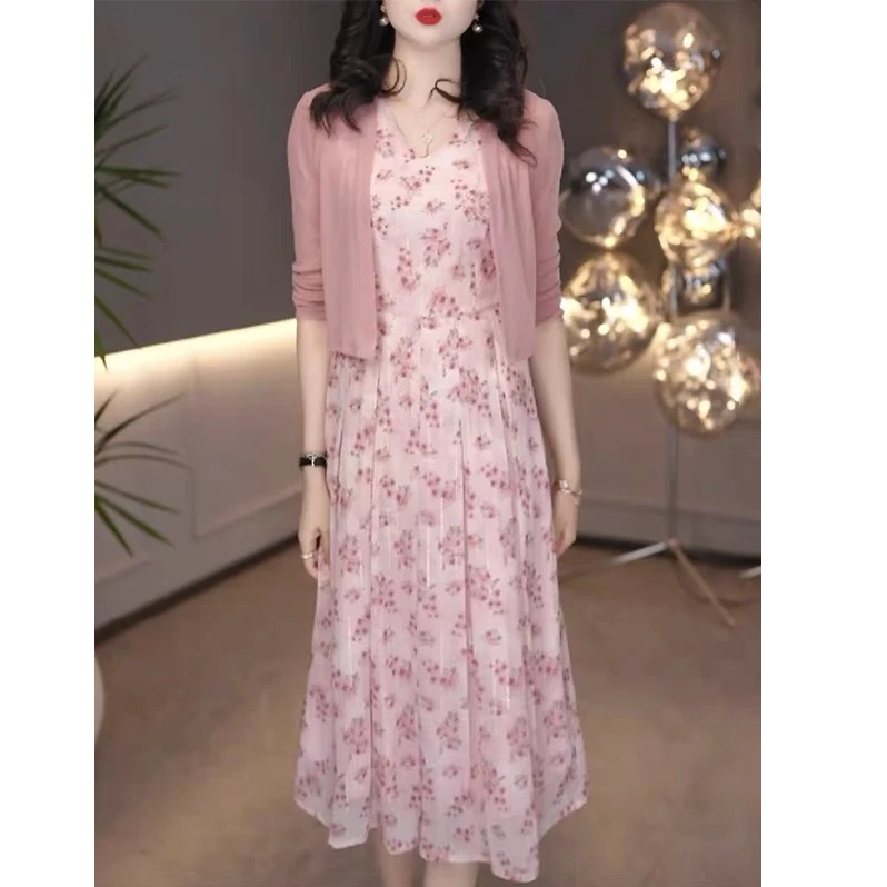 碎花I连衣裙两件套女2025夏季外披套装D4131