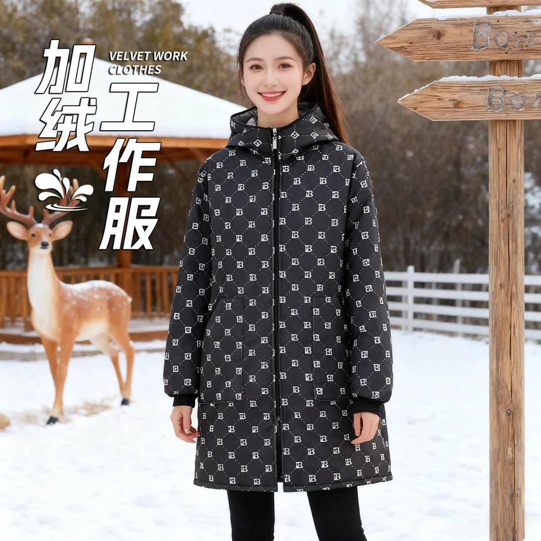 高颜值连帽罩衣厨房围裙防水防油工作服耐磨保暖加绒加厚舒适外穿