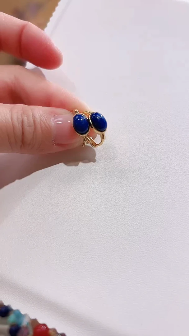 银S925镶嵌青金石耳饰设计款