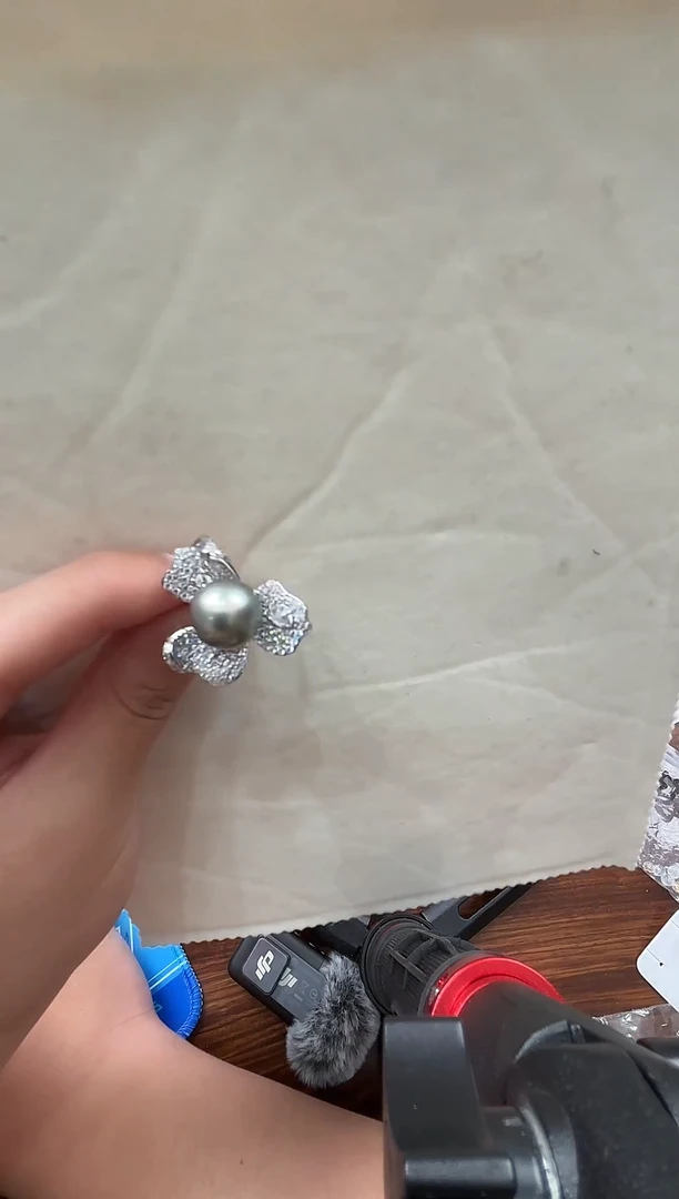 银S925镶嵌戒指海水珍珠海水大溪地戒指