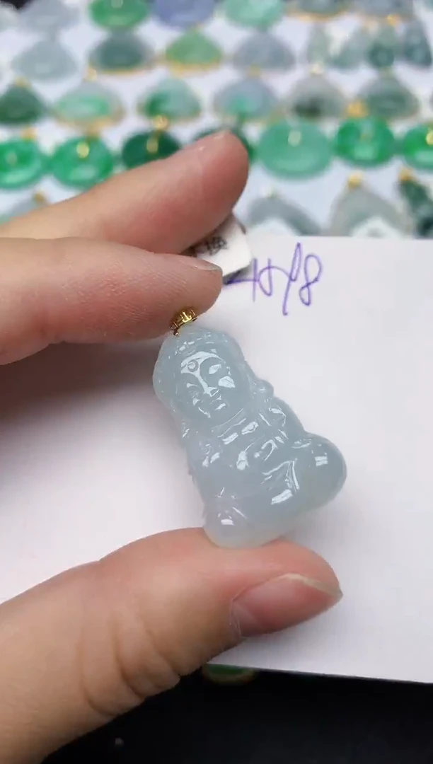 颈饰18K金镶嵌翡翠天然缅甸A货翡翠百元以上9元证书费自理
