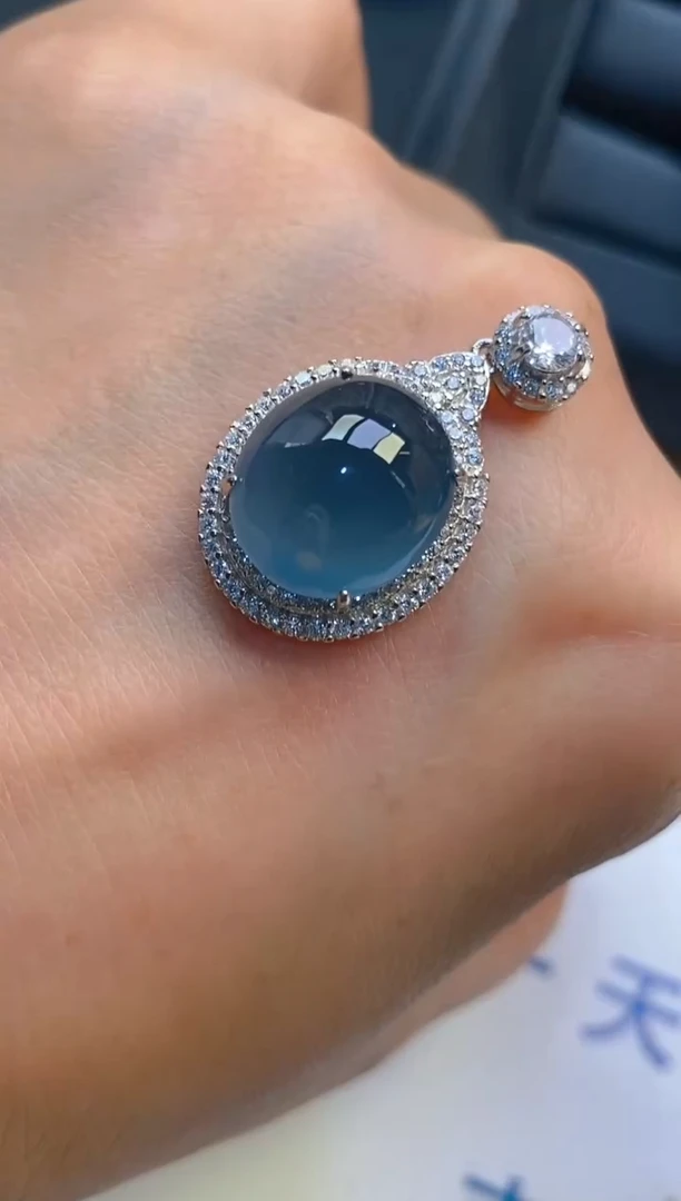 【闪购商品】翡翠耳饰银S925镶嵌天然A货翡翠1