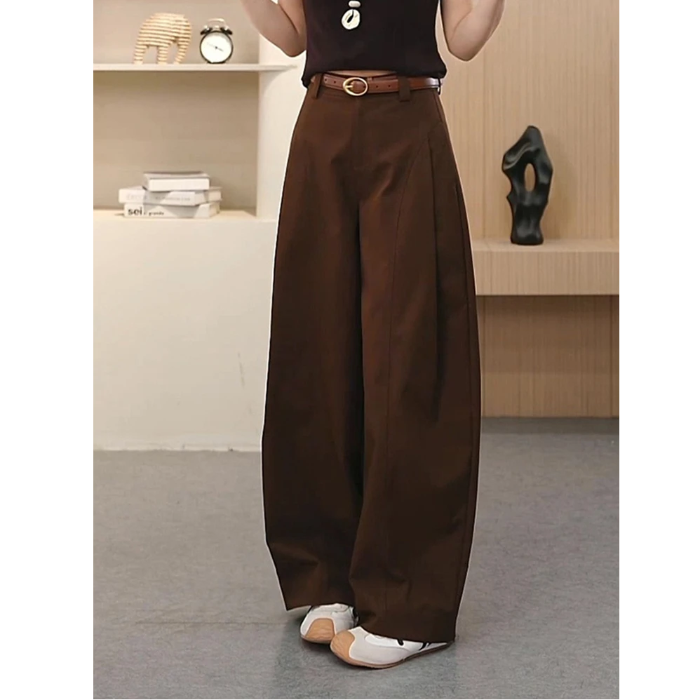 胖mm复古设计感高腰显瘦直筒裤女春秋新款宽松百搭休闲阔腿裤长裤