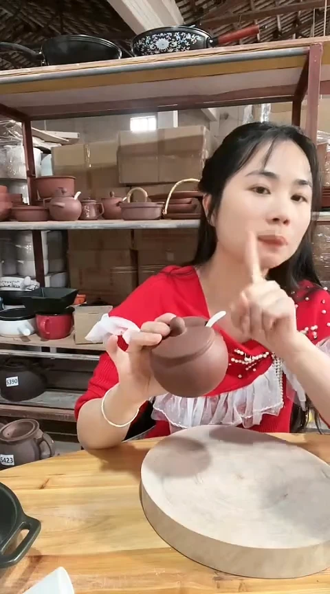 陶瑕疵紫砂调料罐送勺不圆色差