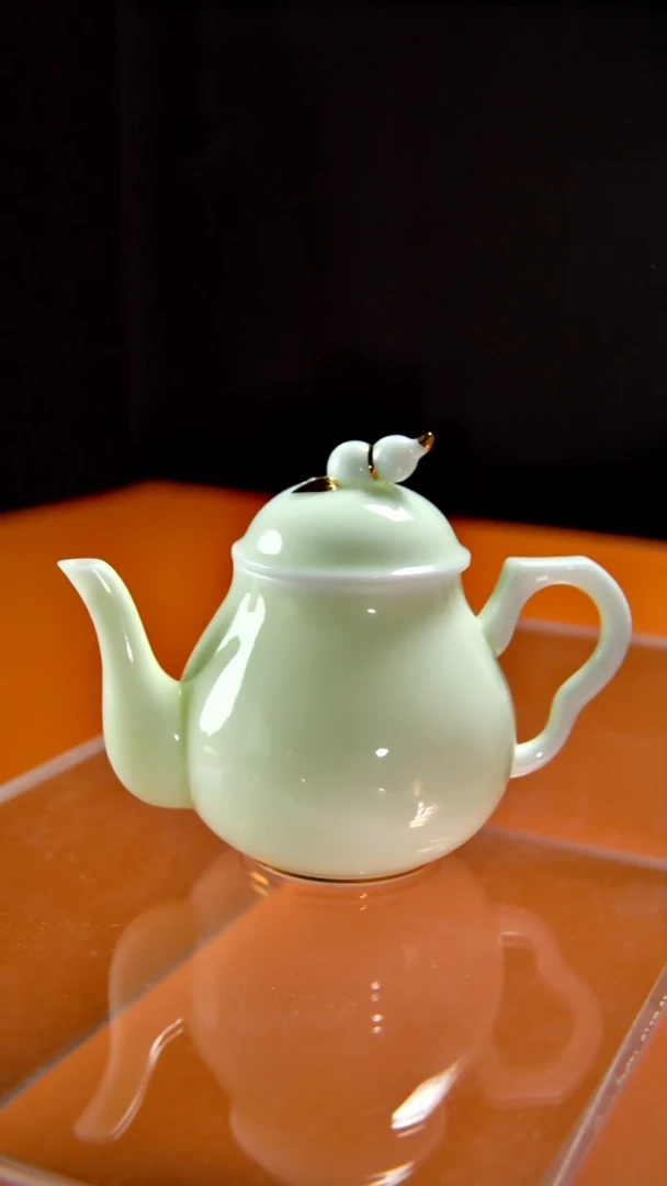 其他陶瓷《言泥陶瓷》璞玉绿豆冰茶壶