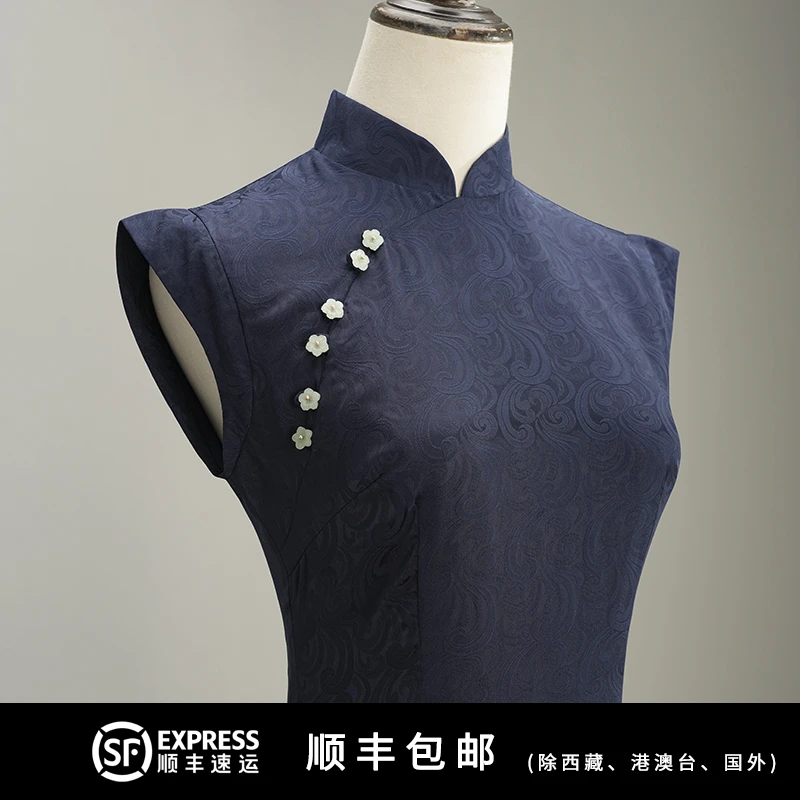 颜如玉/一顾再顾旗袍裙子女款爆款2025新款年轻版蓝色新中式改良