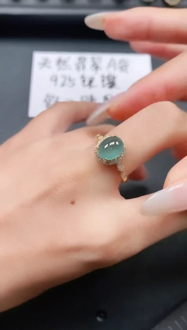 翡翠戒指银S925镶嵌11111
