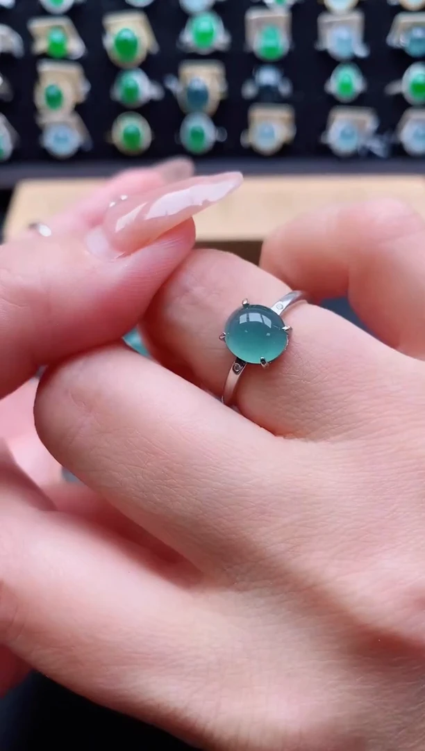 银S925镶嵌戒指翡翠1