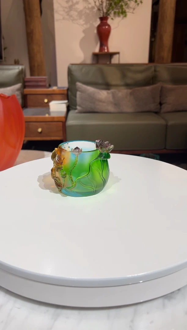 【闪购商品】摆件EML006金鱼笔筒琉璃摆件