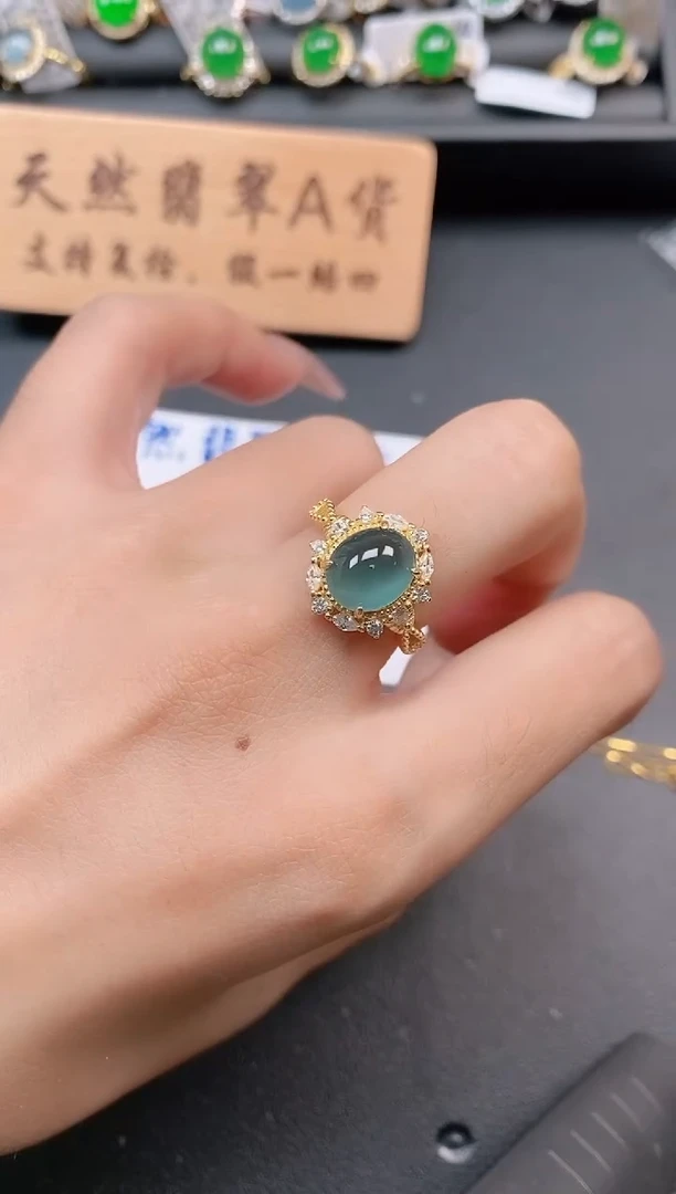 银S925镶嵌戒指翡翠11