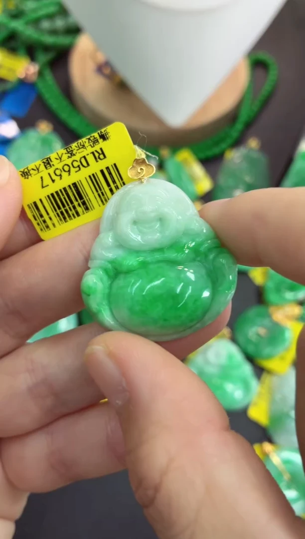 吊坠(不含链)18K金镶嵌翡翠挂件