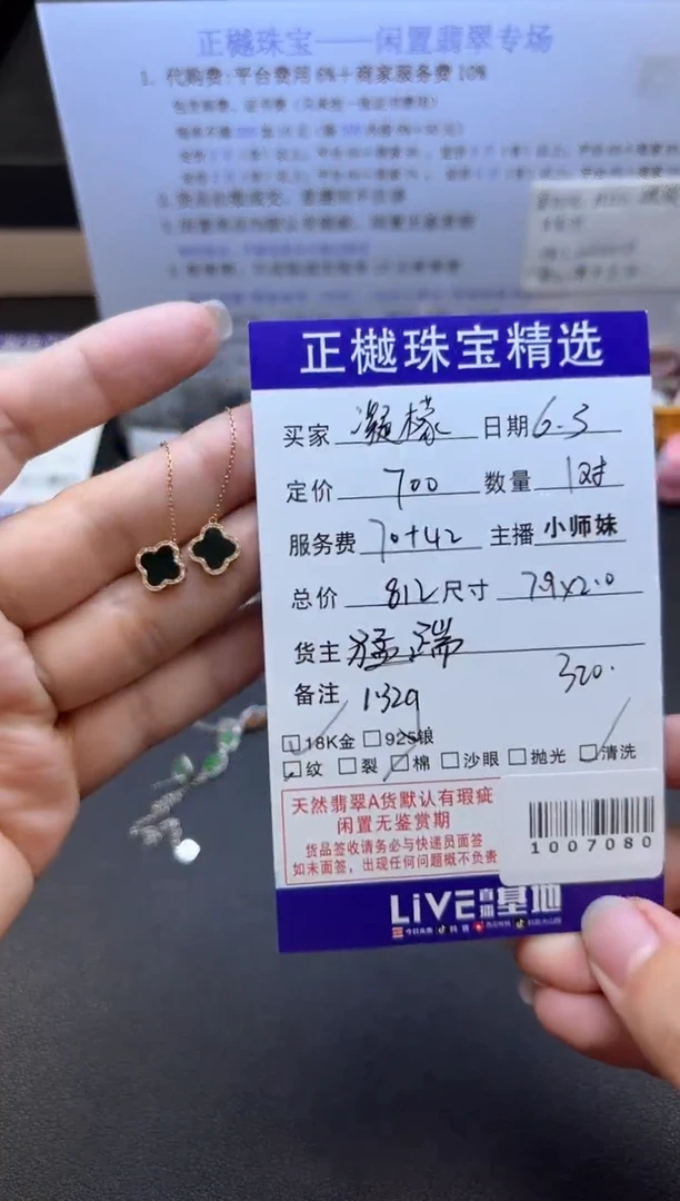 翡翠18K金镶嵌耳饰ZYZB-1007080