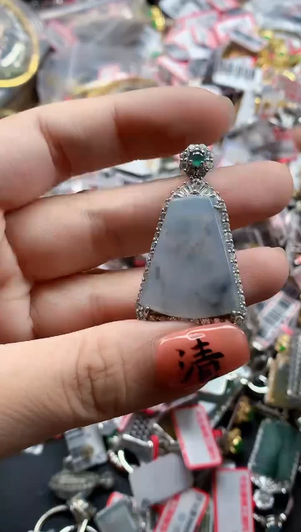 银S925镶嵌戒指翡翠天然A货缅甸翡翠